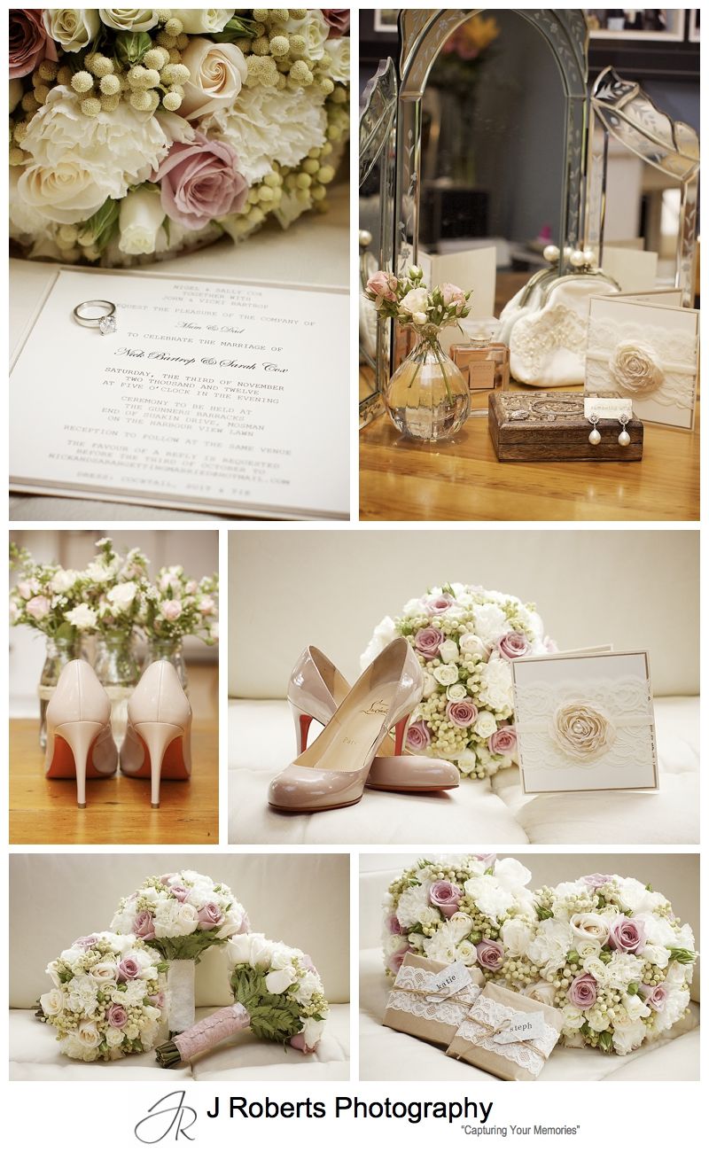 Soft Flowery Vintage Theme details for a wedding - sydney wedding photography 